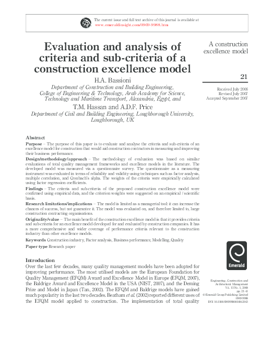 (PDF) Evaluation and analysis of criteria and sub-criteria of a ...