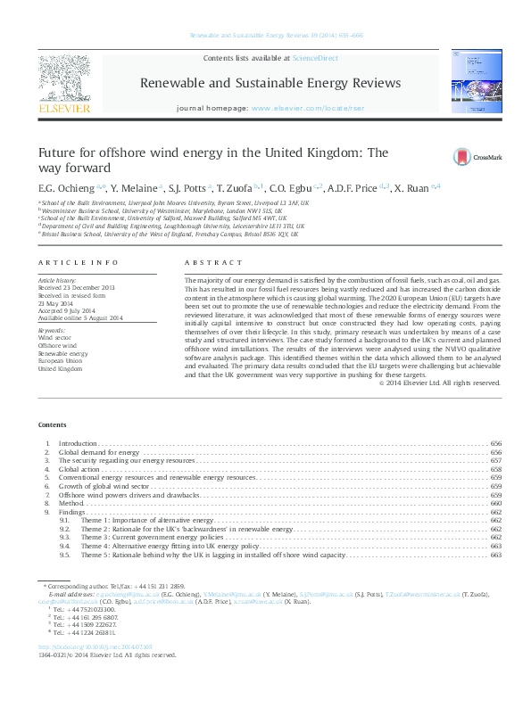 (PDF) Future for offshore wind energy in the United Kingdom: The way ...
