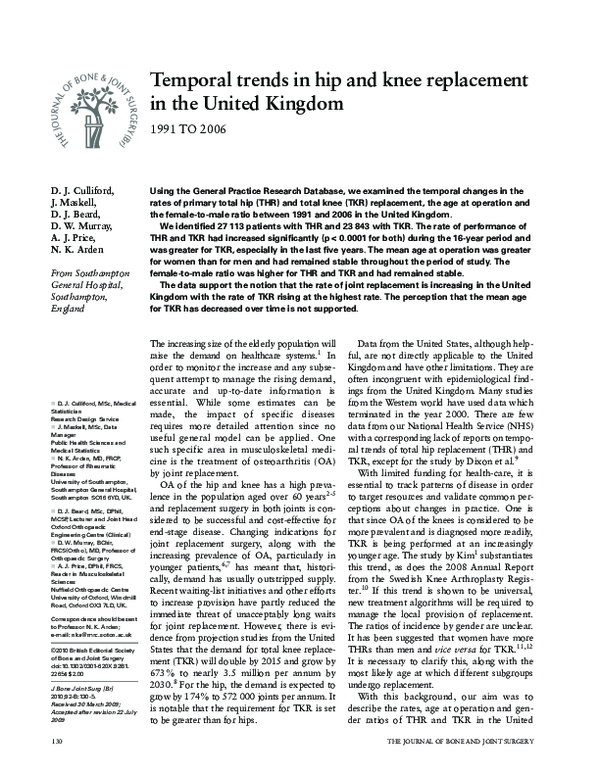 (PDF) Temporal trends in hip and knee replacement in the United Kingdom ...
