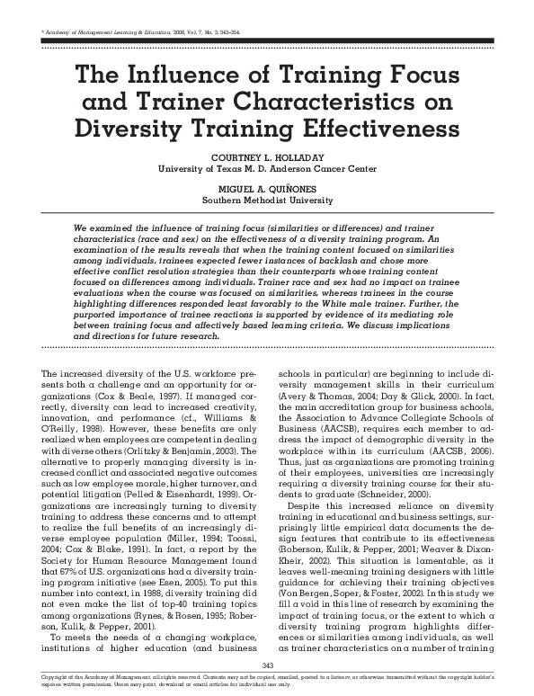 (PDF) The Influence of Training Focus and Trainer Characteristics on ...