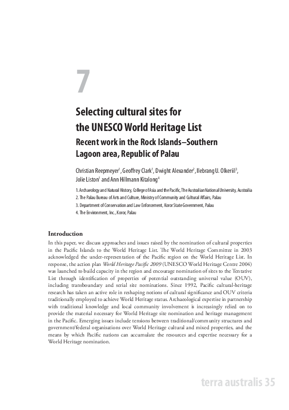 (PDF) Selecting cultural sites for the UNESCO World Heritage List