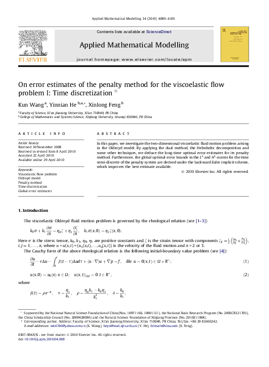 (PDF) On error estimates of the penalty method for the viscoelastic ...