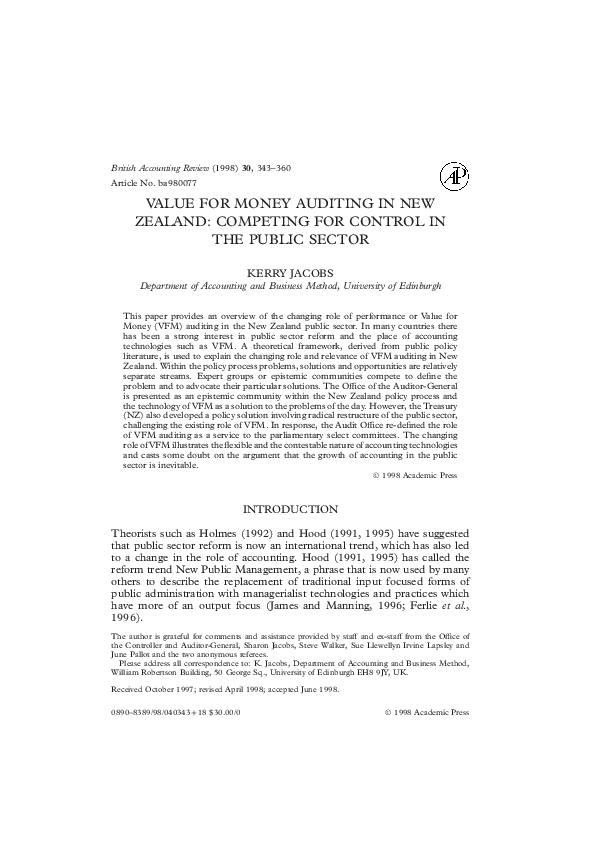 (DOC) Value for Money Audit Application and Challenges in the Nigerian