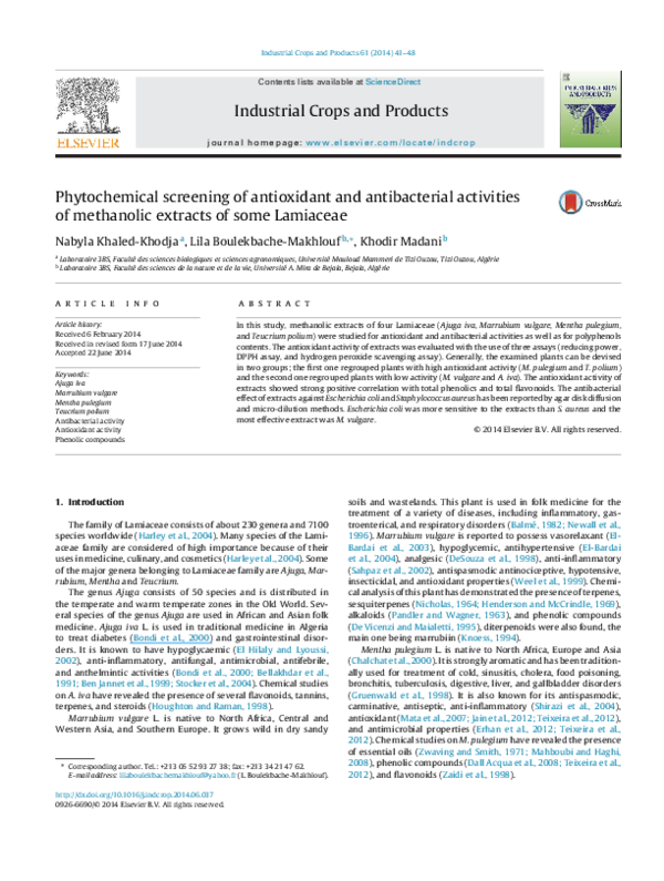 (PDF) Phytochemical screening of antioxidant and antibacterial ...