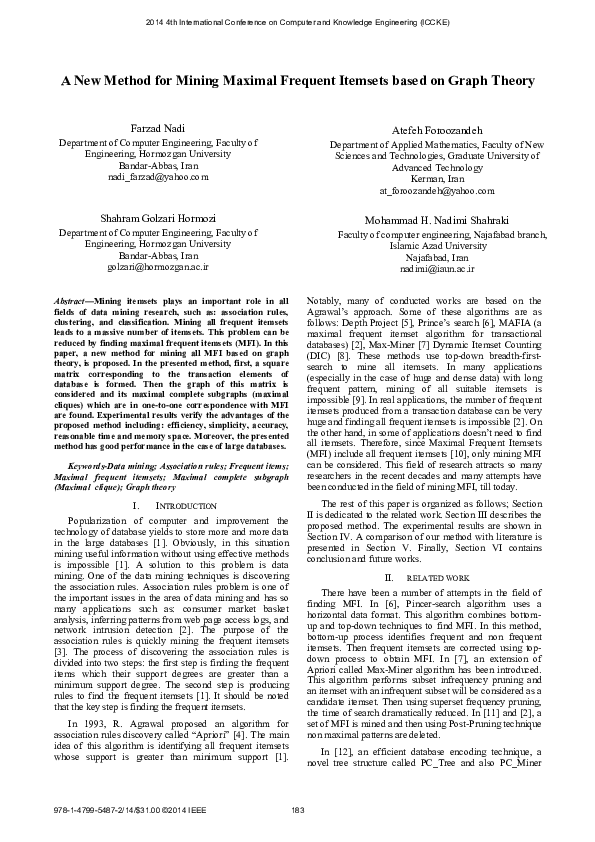 A New Method for Mining Maximal Frequent Itemsets based on Graph Theory