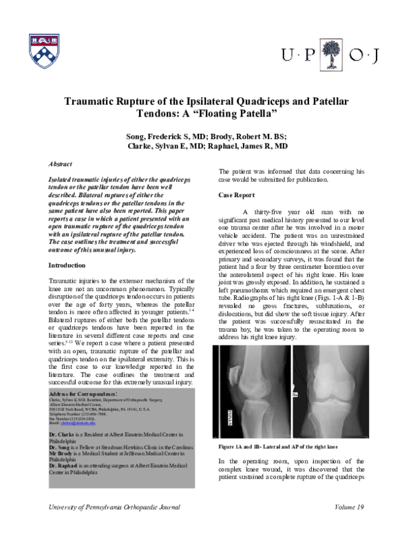 (PDF) Traumatic Rupture of the Ipsilateral Quadriceps and Patellar