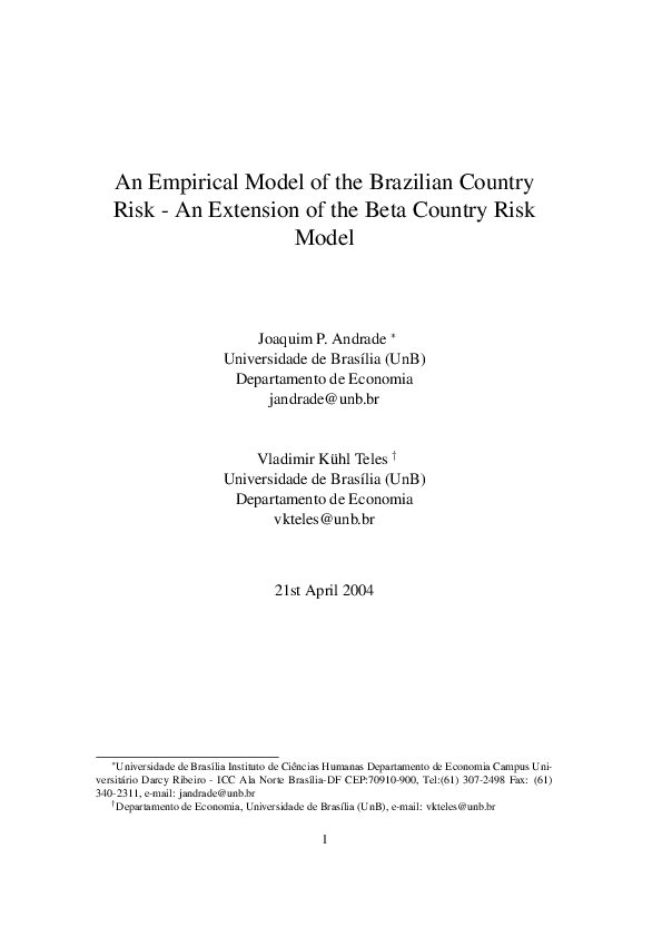 (PDF) An empirical model of the Brazilian country risk -- an extension ...
