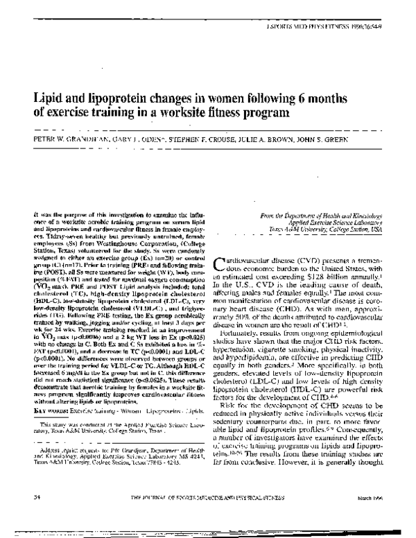 (PDF) Lipid and lipoprotein changes in women following 6 months of ...