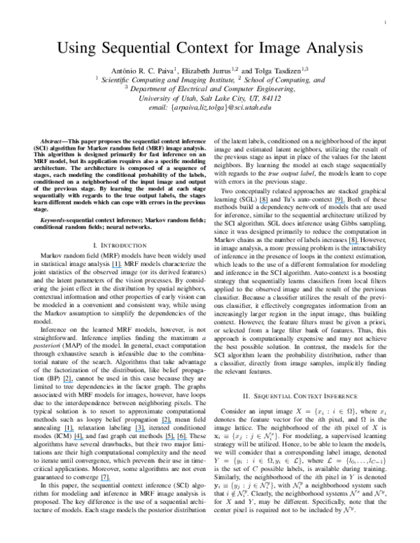 (PDF) Using Sequential Context for Image Analysis Tolga Tasdizen