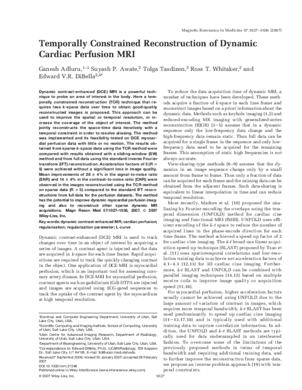 (PDF) Temporally constrained reconstruction of dynamic cardiac