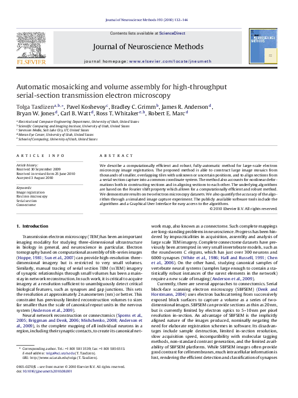 (PDF) Automatic mosaicking and volume assembly for highthroughput