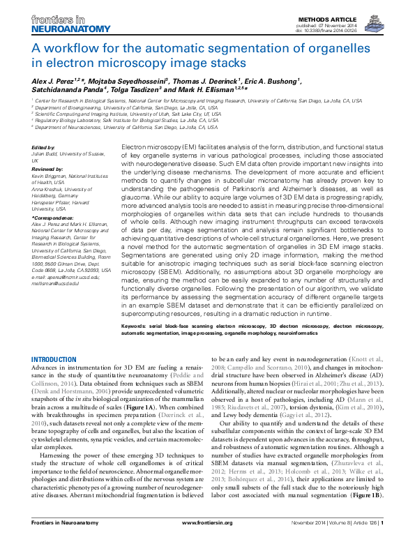 (PDF) A workflow for the automatic segmentation of organelles in