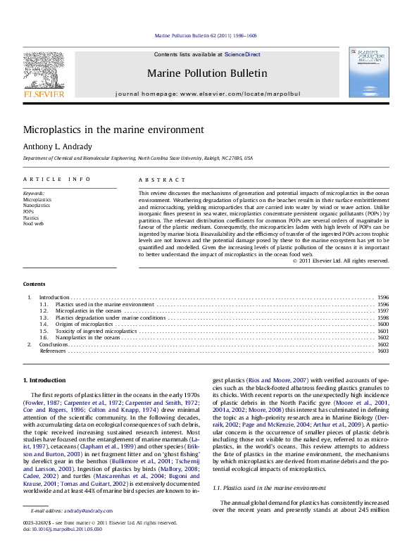 (PDF) Microplastics in the marine environment