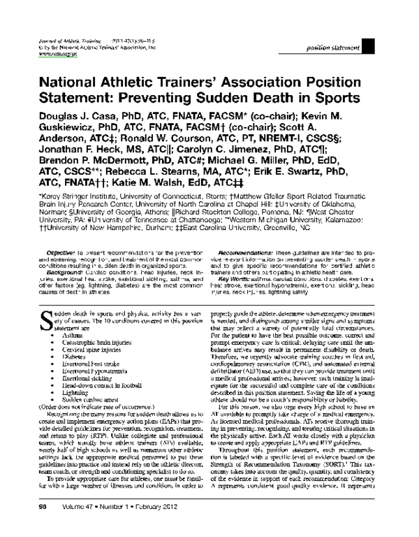 (PDF) National Athletic Trainers' Association Position Statement