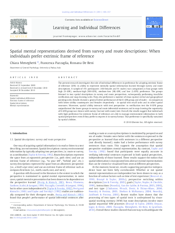 (PDF) Spatial mental representations derived from spatial descriptions ...