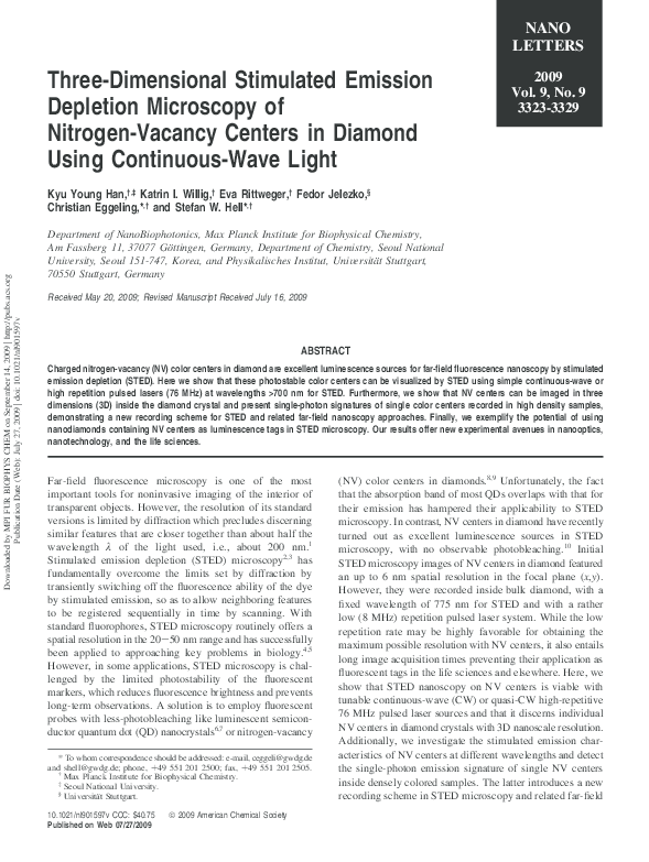 (PDF) Three-Dimensional Stimulated Emission Depletion Microscopy of ...