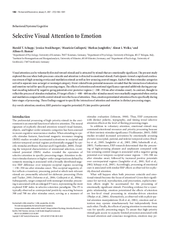 (PDF) Selective Visual Attention to Emotion