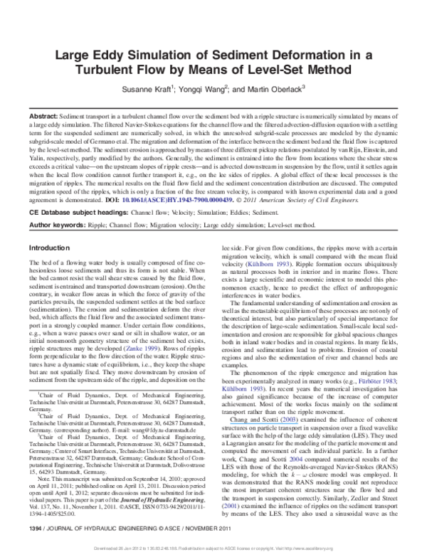 (PDF) Large Eddy Simulation of Sediment Deformation in a Turbulent Flow ...