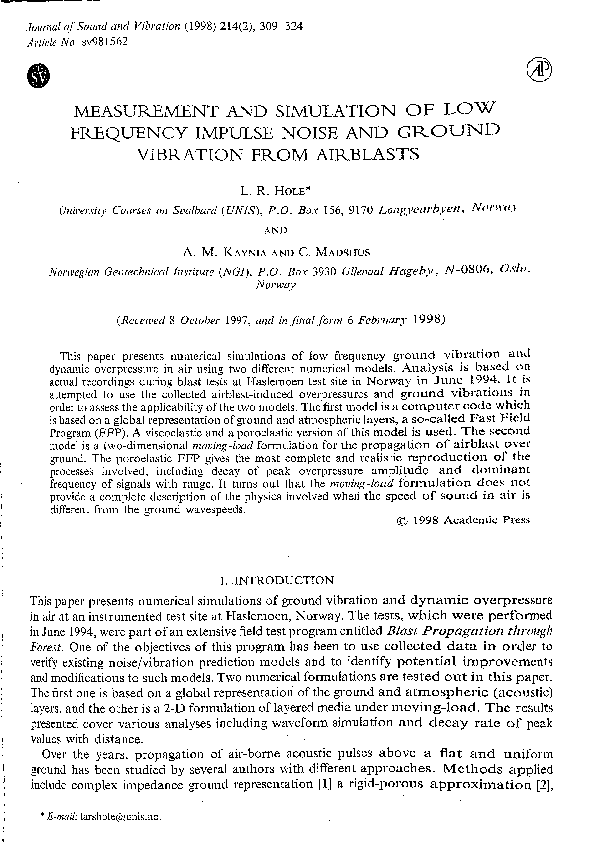 (PDF) MEASUREMENT AND SIMULATION OF LOW FREQUENCY IMPULSE NOISE AND ...
