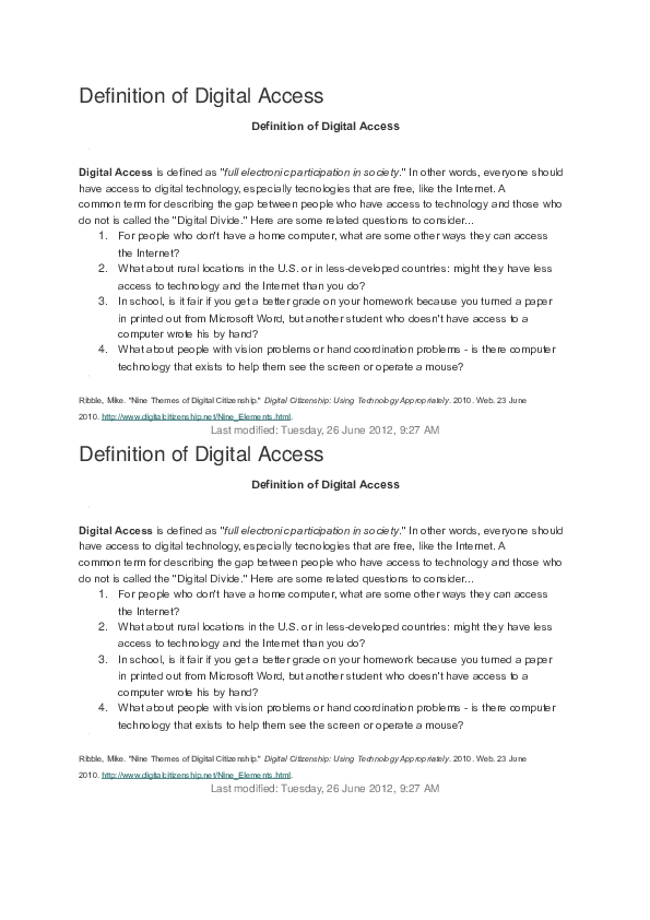 (DOC) Definition of Digital Access Wandile Nkosi Academia.edu