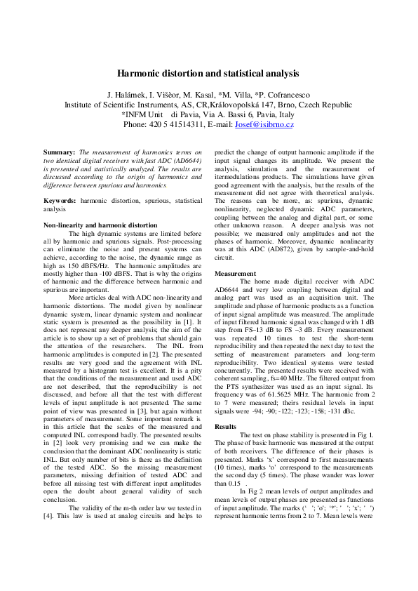 (PDF) Harmonic distortion and statistical analysis