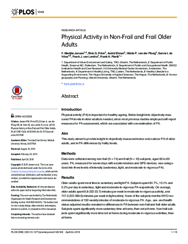 (PDF) Physical Activity in Non-Frail and Frail Older Adults