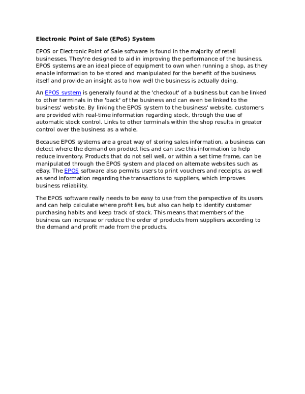 (DOC) Electronic Point of Sale (EPoS) System