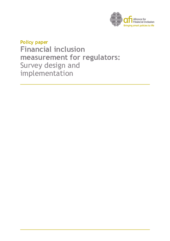 (PDF) Financial inclusion measurement for regulators: Survey design and ...
