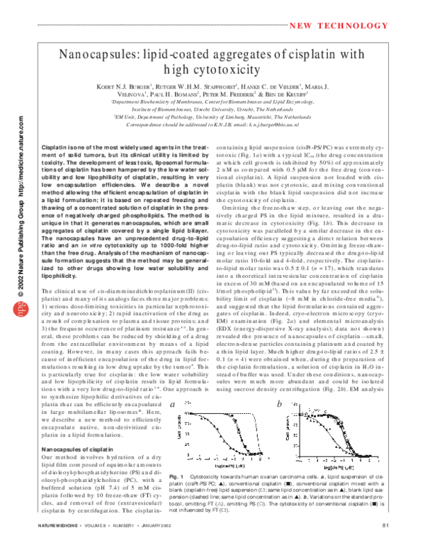 (PDF) Nanocapsules: lipid-coated aggregates of cisplatin with high ...