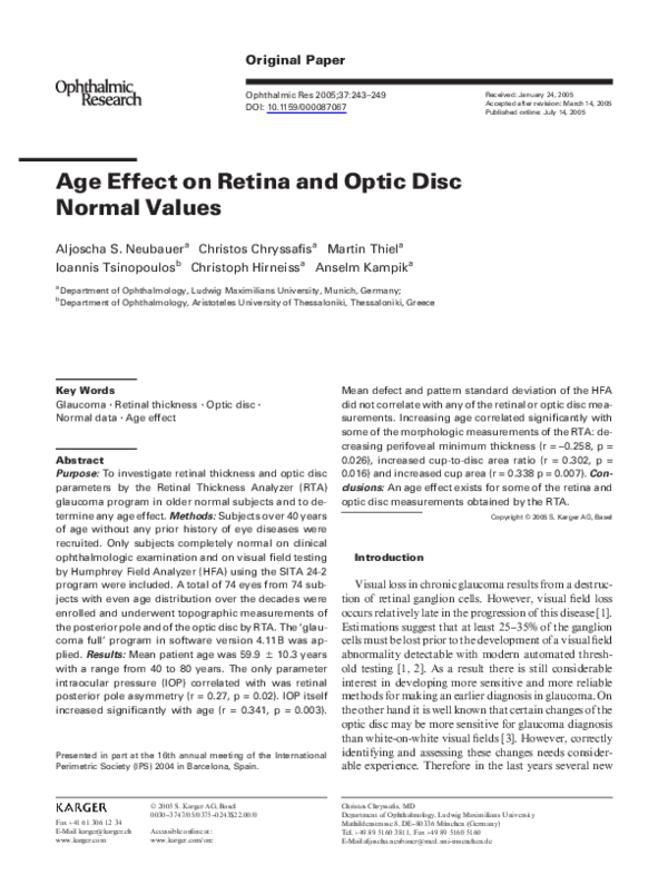 (PDF) Age Effect on Retina and Optic Disc Normal Values