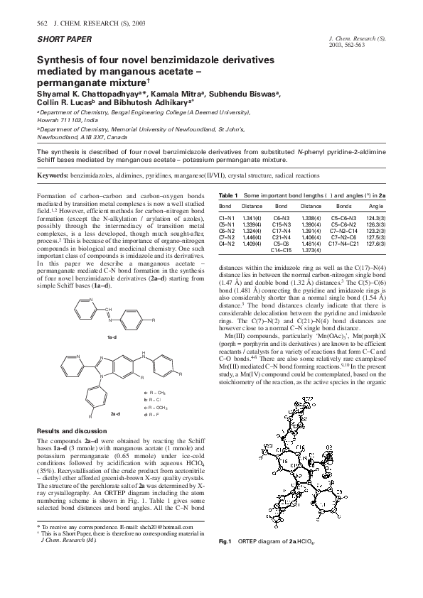(PDF) Synthesis of four novel benzimidazole derivatives mediated by ...