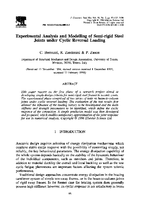 (PDF) Experimental analysis and modelling of semi-rigid steel joints ...