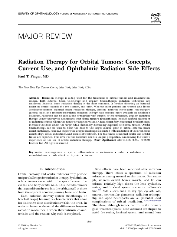 (PDF) Radiation Therapy for Orbital Tumors Concepts, Current Use, and