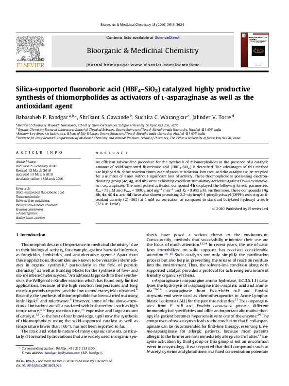 (PDF) Silica-supported fluoroboric acid (HBF4–SiO2) catalyzed highly ...