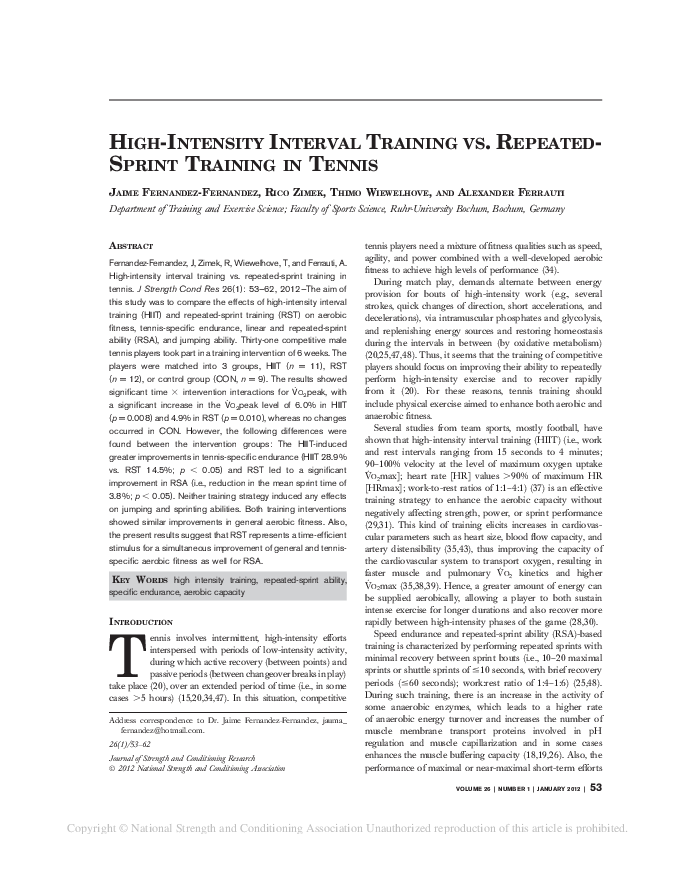 (PDF) HighIntensity Interval Training vs. RepeatedSprint Training in