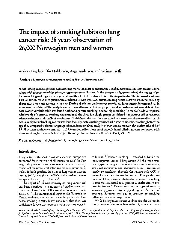 (PDF) The impact of smoking habits on lung cancer risk: 28 years ...