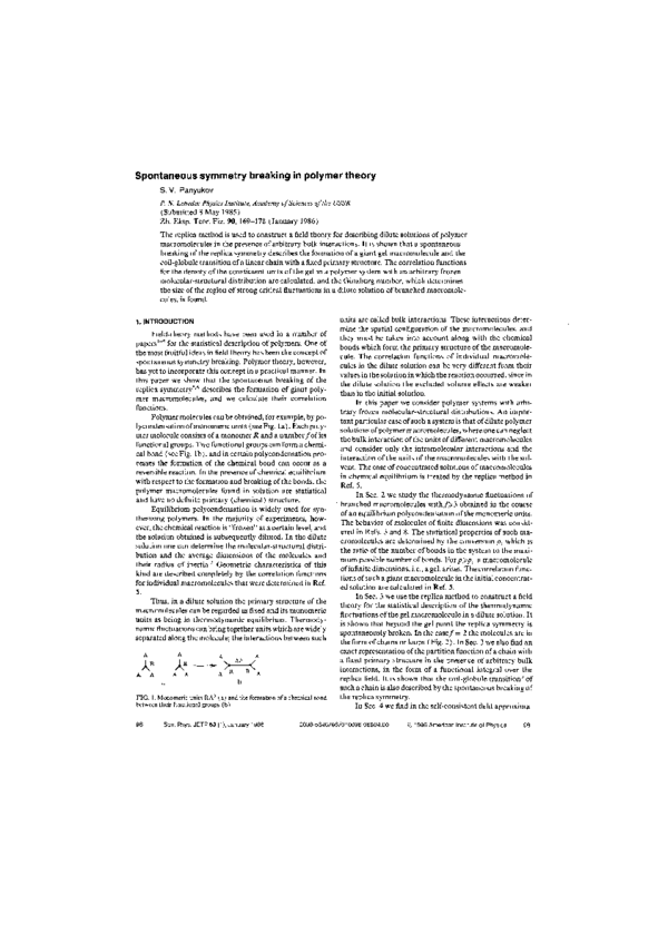 (PDF) Spontaneous symmetry breaking in polymer theory