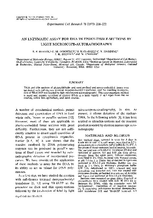 (PDF) An enzymatic assay for DNA in epoxytissuesections by light