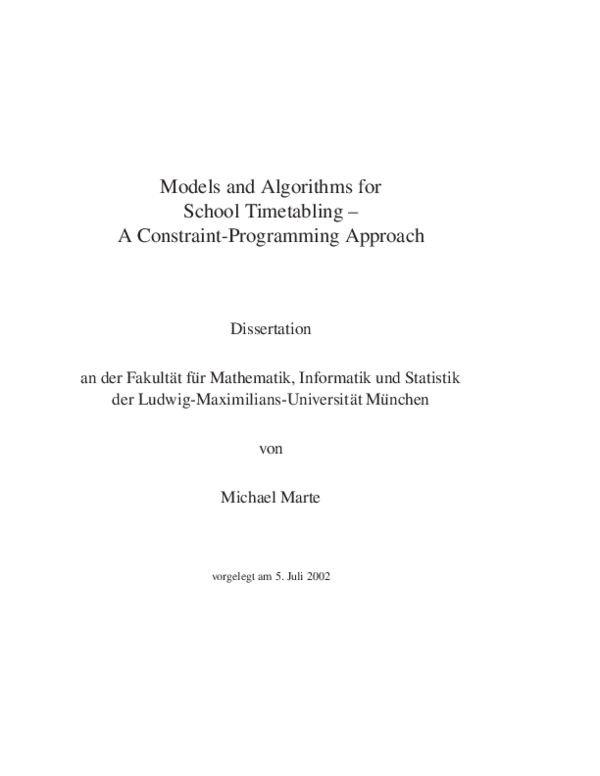 (PDF) Models and Algorithms for School Timetabling – A Constraint ...