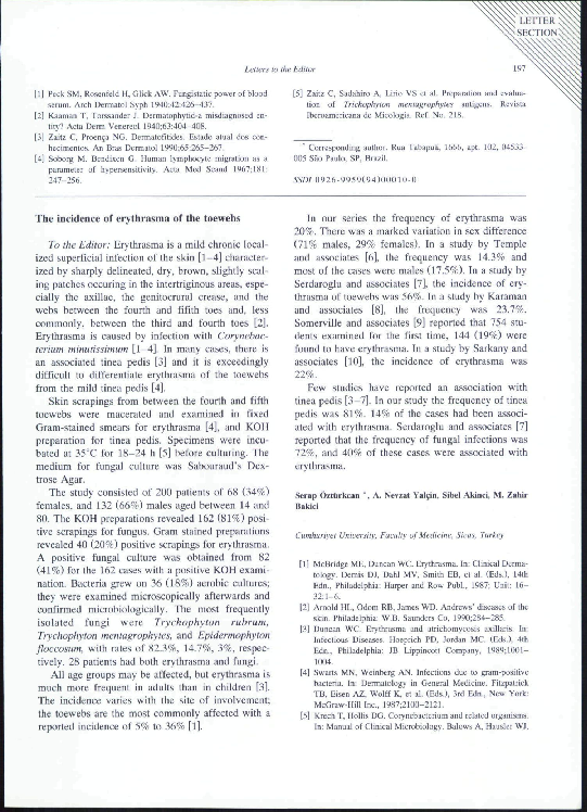 (PDF) The incidence or erythrasma of the toewebs