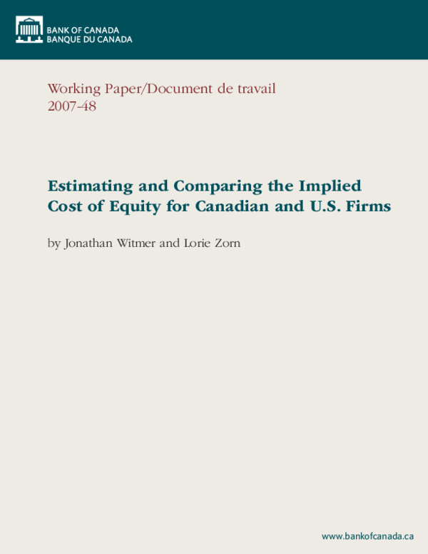 (PDF) Estimating and Comparing the Implied Cost of Equity for Canadian ...