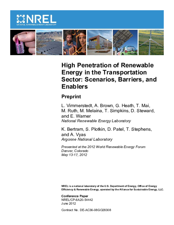 (PDF) High Penetration of Renewable Energy in the Transportation Sector ...