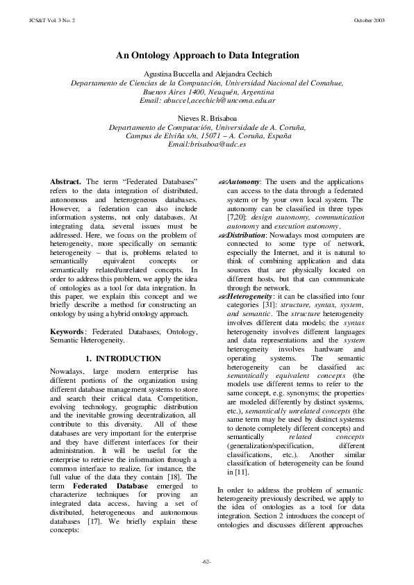 (PDF) An Ontology Approach to Data Integration