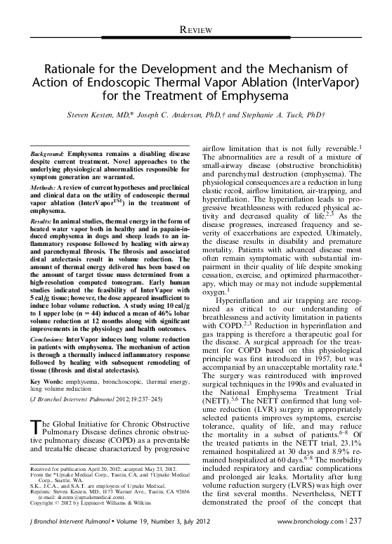 (PDF) Rationale for the development and the mechanism of action of endoscopic thermal vapor