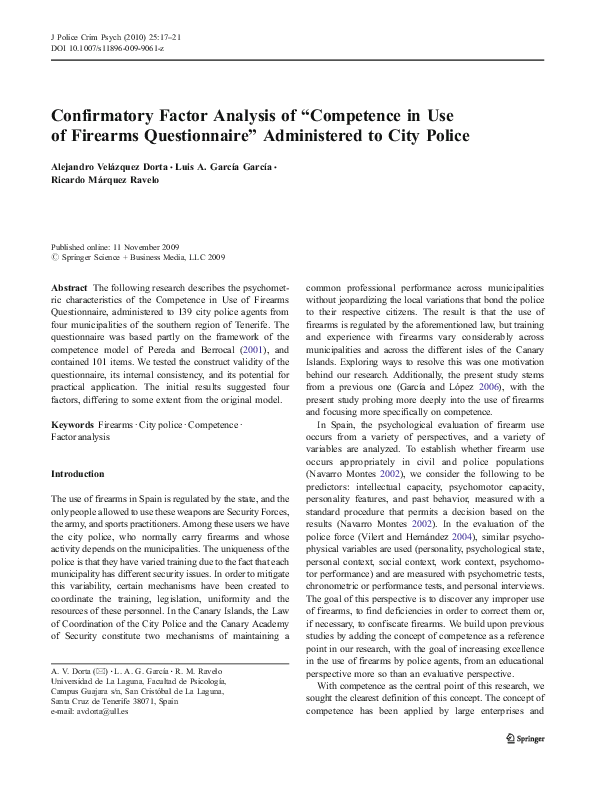 (PDF) Confirmatory Factor Analysis of “Competence in Use of Firearms ...