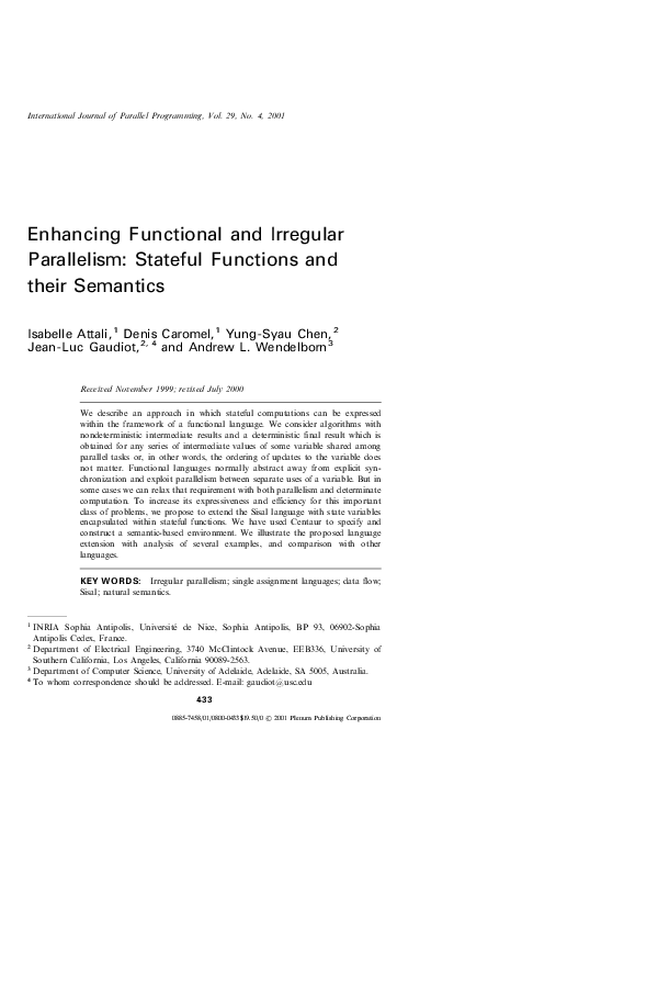 (PDF) Enhancing functional and irregular parallelism: Stateful ...