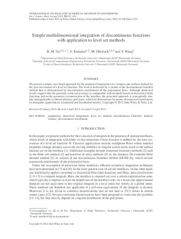 Pdf Tree Based Multidimensional Integration For Level Sets
