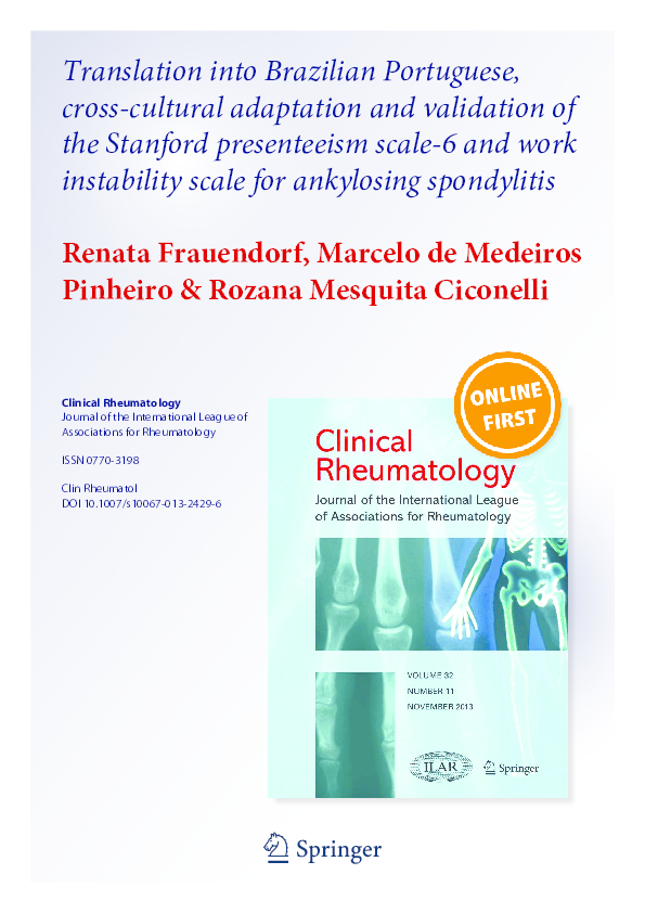 (PDF) The Brazilian Portuguese version of the Work Productivity and ...