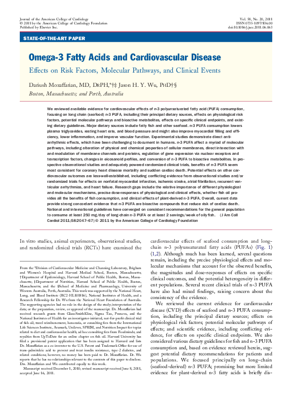 (PDF) Omega3 Fatty Acids and Cardiovascular Disease New