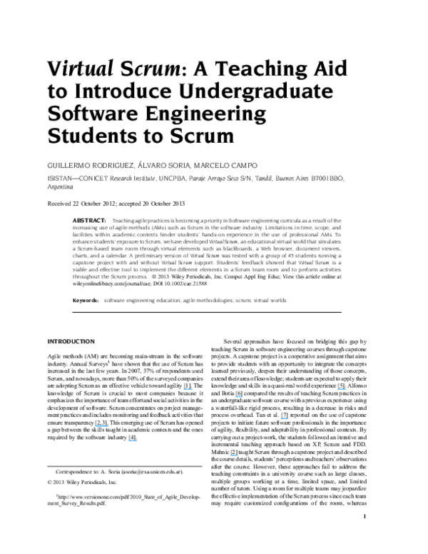 (PDF) Virtual Scrum: A teaching aid to introduce undergraduate software ...